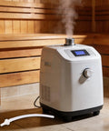 Steam generator with Two Pack Portable Sauna Steam Connection Tube And Hose Connector Kit in a wooden home spa room