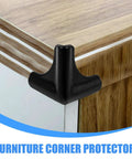 Silicone Corner Guards 4 Pack for Furniture and Tables installed on wooden furniture edge