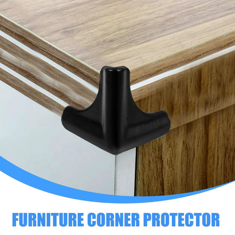 Silicone Corner Guards 4 Pack for Furniture and Tables installed on wooden furniture edge