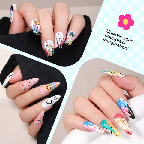 Dope 18 Color 3D Nail Art Pens Set With 0.7mm Tip For Nail Design Dotting Drawing And Painting All In One DIY Nail Art Kit in use