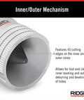 RIDGID 223S tubing reamer for copper and stainless steel; front view showing inner/outer cutting cone.