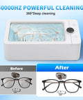 50KHz Ultrasonic Jewelry Cleaner Pro Machine With Three Timer Modes for eyeglasses in 304 stainless steel tank before and after cleaning