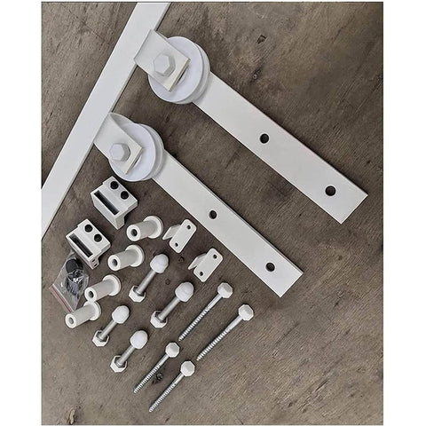 5 Ft Bypass Barn Door Hardware Kit For Double Doors White Heavy Duty Sliding Track With Quiet Glide Mute Rollers One Track System
