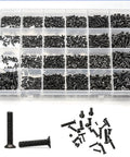Top Shelf Carbon Steel 720 Piece Mini Screw Assortment Kit Featuring Phillips Cross Drives And Countersunk Flat Heads For Laptop Computer Repair Projects And Hardware Upgrades in divided storage box.