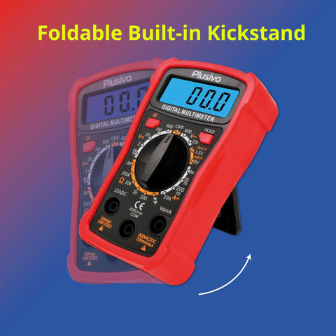 Digital Multimeter Tester 2000 Counts for AC DC Voltage, Resistance, Current, Continuity and Diode Tests with foldable kickstand