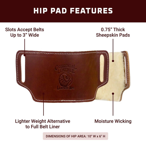 Hip Pads With Sheepskin For Tool Belt Comfort Comfy Thick Wool Padding On Harness Leather Under Belt Liners Made In USA No Edge To Rub Or Cut Into Your Side For All Day Pain Free Work