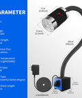 Diagram of Ultra Bright Magnetic LED Work Light With Flexible And Magnetic Base For Lathe Workbench Sewing Machine Grill And Bandsaw 900 Lumen 10W Shop Tool Lamp Black For Industrial Projects Boss Grade. Features include 24-inch flexible arm and 900 lumens.