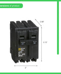 Snappy 60 Amp Mini Circuit Breaker Two Pole 120 240V AC With 10KA Trip Rating Direct Plug Mount dimensions 2.98" x 3.13" x 2"