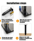 Installation steps for Adjustable Metal Furniture Legs 4 Pack, Heavy Duty Aluminum Alloy Support Feet for tables and cabinets.