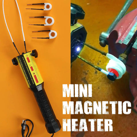 Induction Heater Kit 1000W 110V Handheld Flameless Bolt And Rusty Screw Remover shown with four coils and use on machinery.