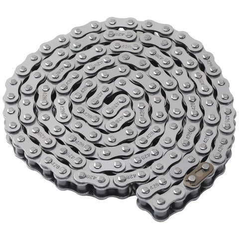 428 Drive Chain 116 Links With Chain Breaker Tool for 110cc 125cc Dirt Bikes ATVs Go Karts Quad, coiled view
