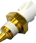 MecXora engine coolant temperature sensor with brass threaded body and white plastic connector (close-up)