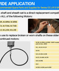 Image showing compatibility list for Two Piece Flex Shaft Replacement Kit with 39 Inch S93 Shaft and S77 Sheath for flexible rotary tools.