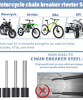 Motorcycle chain breaker rivet tool kit, 18-piece set with four steel pins
