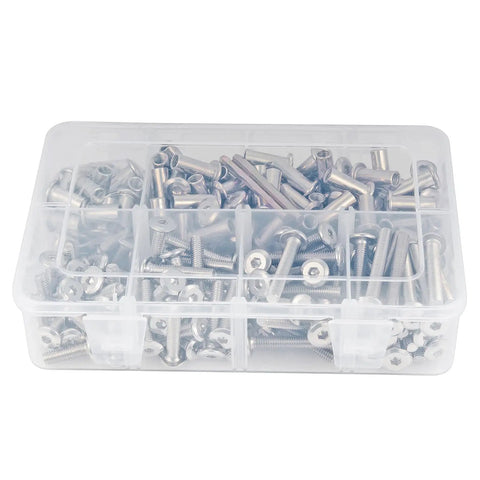 100 Sets M6 Bolts And Nuts In 15 20 30 40 50 mm Lengths Silver Carbon Steel Hex Socket Kit For Furniture Cabinets And DIY Folks With A Handy Organizer Box