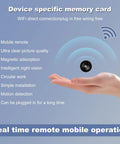 Compact Wireless Spy Cam With Crisp 4K Video And Seamless Night Vision, shown in hand with wireless signal icon.