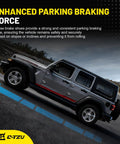 Chevrolet Silverado 1500 And GMC Sierra 1500 rear parking brake shoes kit illustration with SUV on incline
