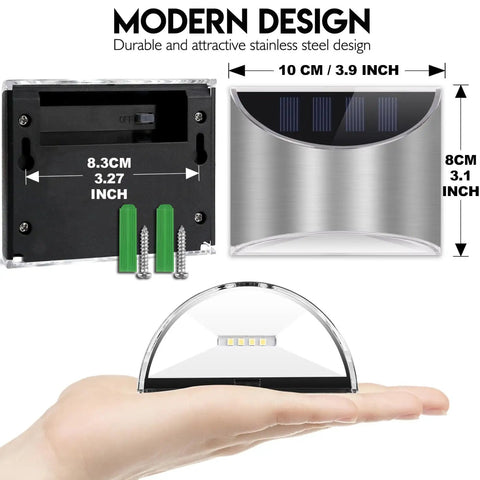 Top Notch Solar Step Lights For Outdoor Fence Deck And Stair Paths Cold White Led Post Lamps with modern stainless steel design.