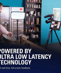 Cam Link 4K Capture Device USB 3 Plug And Play for PC or Mac setup with camera and monitor in kitchen setting.