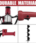 Powerful Electric Post Hole Digger With Reverse Function 1500W 110V 6 Inch Drill Bit Durable Material Design