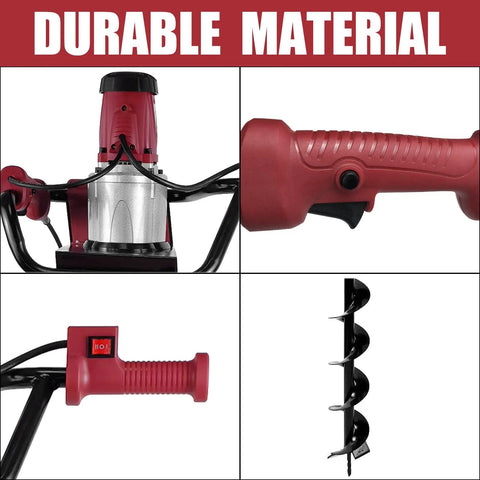 Powerful Electric Post Hole Digger With Reverse Function 1500W 110V 6 Inch Drill Bit Durable Material Design