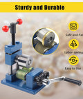 2 In 1 Jewelry Rolling Mill And Ring Bender, Adjustable Hand Crank Bracelet Forming Machine in blue, shown from front angle.