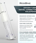 ResOne oxygen tubing swivel connectors, male/female, 10-pack, clear plastic