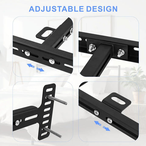 Adjustable design of steel headboard brackets for secure attachment, included in No More Floor Bounces Or Pesky Squeaks With These Adjustable Headboard Brackets And Universal Bed Foot Extenders For Steel Frames Quick Setup Twin Full Queen King Ready Solid Grip Guaranteed.
