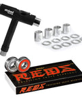 Reds Bearings 608 Set For Skateboards, Longboards, Scooters And Spinners With Dragon Spacers, Stoked Tool 8 Pack
