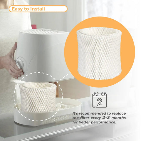 2 Pack HC888 Humidifier Filter Replacements For Honeywell HC888 HCM890 HEV320 Duracraft D88 shown being installed