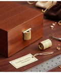 Wooden jewelry box with hidden barrel hinge featuring zinc alloy gold finish hardware for sleek concealed mount.