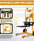 APOLLOLIFT material lift stacker, orange manual pallet jack with adjustable forks and lift plate, swivel casters