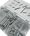 Super Cool 200 Piece Spring Assortment Kit Packed With Essential Extension Compression And Torsional Springs For Your Awesome Home DIY Hardware Projects And Repairs Today. 200-piece silver metal spring kit in a compartmented storage box