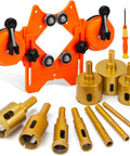 10-piece diamond drill bits set with guidance fixture, ideal for cutting ceramic, porcelain, marble, and glass tile.