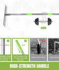 Adjustable Bow Rake With 14 Tines, 13.7 Inch Wide Metal Head, Telescoping 30.5 To 57 Inch Reach, high-strength handle features