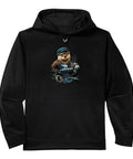 Cool Machinist Hoodie With CNC Vise Gauge Square Design For Guys Who Love Shop Tools, black fleece with cartoon bear graphic.