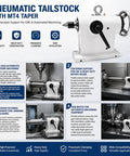 Heavy Duty Pneumatic CNC Four Axis Telescopic Tailstock MT 4 Live Center with MT4 taper for CNC automation and woodworking.