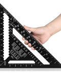 Dead On Twelve Inch Aluminum Rafter Square Top Shelf Carpenter Triangle Ruler Heavy Duty for precise angle measurements.