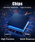 High precision microchip on circuit board highlighting sensitive response and quick processing, level 0.2 and response time ≤3ms.