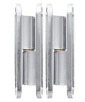 Front view of two zinc-alloy interior door hinges in chrome finish (2-pack)