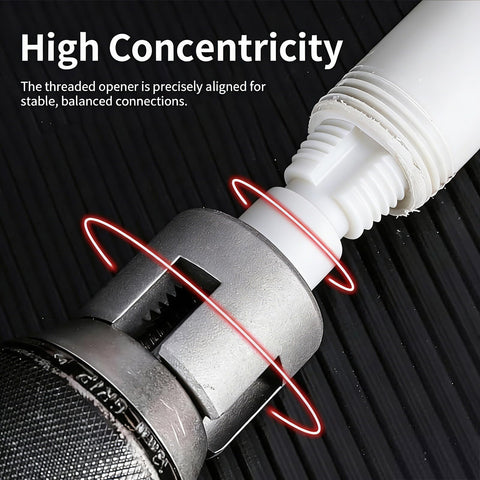Close-up of Dual Function PVC Pipe Threader Kit for internal and external threading on PVC pipes, demonstrating high concentricity.