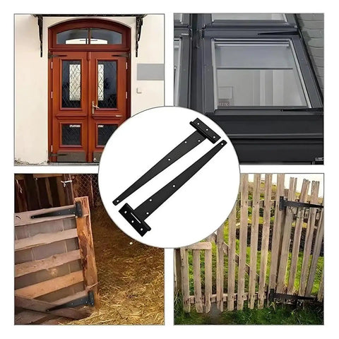 Beefy Heavy Duty Black Iron T Hinge With Screws For Outdoor Fencing And Barn Doors Rustproof Gate Hardware Durable 270 Degree