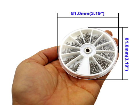 Snag This Game Changing 560 Piece M1 To M1.7 Micro Phillips Pan Head Self Tapping Screw Kit displayed in hand for scale.