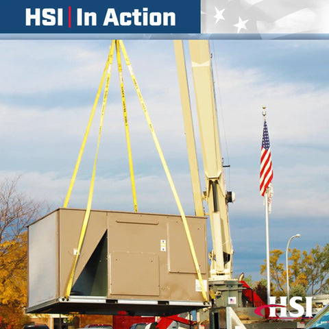Four Inch By Ten Foot Triangle Type Two Nylon Sling TT Web Slings For Lifting And Towing, Basket Or Vertical Hitch Use, Lightweight Yet Durable Nylon Sling With Six Thousand Four Hundred Pound Vertical Capacity, Beefy Heavy Duty lifting a large unit