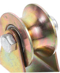 Close-up of steel wheel from Two Pack Heavy Duty Track Pulley Wheels For Sliding Doors Built Tough Easy Install Ideal For Garage Doors