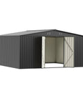 12 x 14 Ft Metal Outdoor Storage Shed Waterproof With Lockable Door All Weather Bike And Tools Shelter for Patio