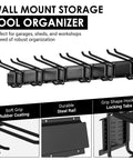 9 Piece Garage Slatwall Hook Kit With 6 Double Utility Hooks And 3 Mounting Plates, Extra Heavy Duty Tool Hanger wall mounted