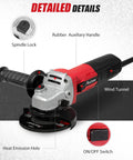 AVID POWER angle grinder, red 4-1/2 inch with rubber auxiliary handle and grinding wheel