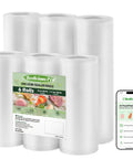 Heavy Duty Vacuum Sealer Bags Rolls Set For Food Storage Commercial Grade 6 Pack with smartphone app display