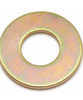 Battle Tested 1/2 X 1-1/8 Inch SAE Flat Washers 50 Count Electro Galvanized Rust Resistant Pro Shop Grade Hardware For Mechanics Garage And Weekend Projects viewed from above showing flat surface and inner hole.